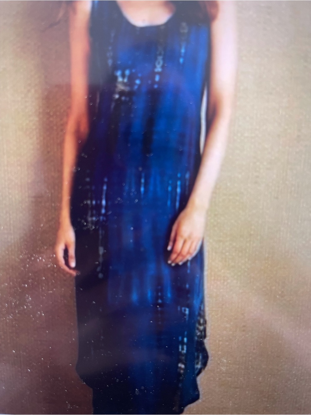 NWOT Soft Surroundings Found Paradise tie  dye dress blue
